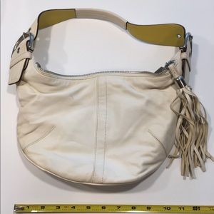 Coach White Leather Hobo Style Bag with Tassel